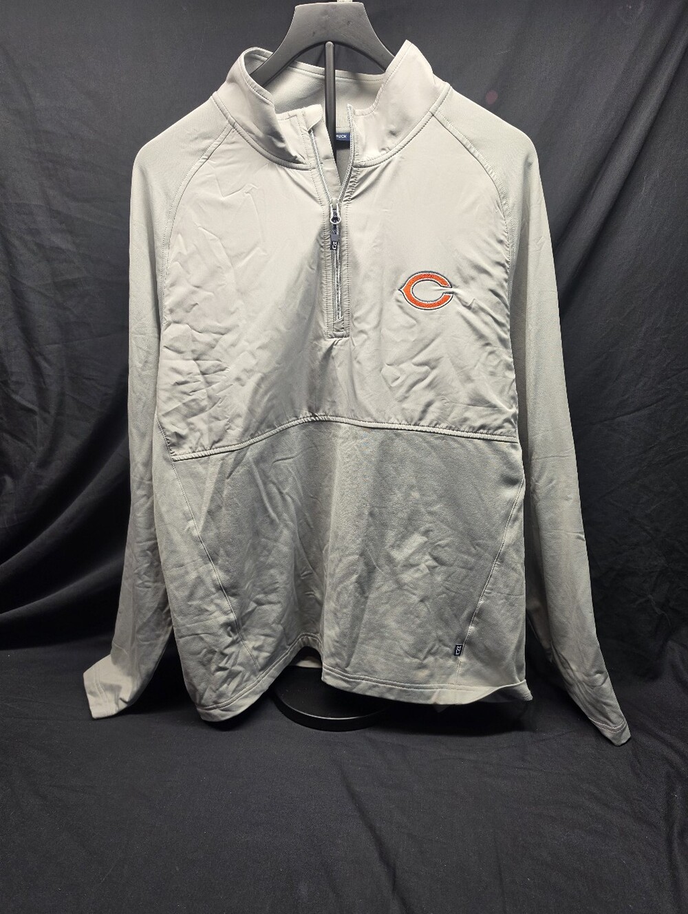 NWT Men's L Cutter & Buck Chicago Bears Adapt Hybrid Quarter Zip Pullover Gray